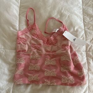 Urban Outfitters Pink Bow Tank